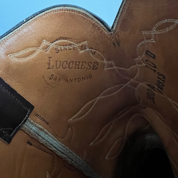 Lucchese Men’s Smooth Ostrich Boots in Brown Size 10 main image 2